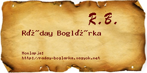 Ráday Boglárka névjegykártya